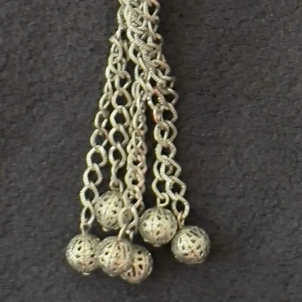 VNT Lariat Serpentine Tribal Statement Necklace Silver Multi Strand Tassel